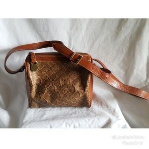 FURLA camel textured Italian leather crossbody shoulder bag